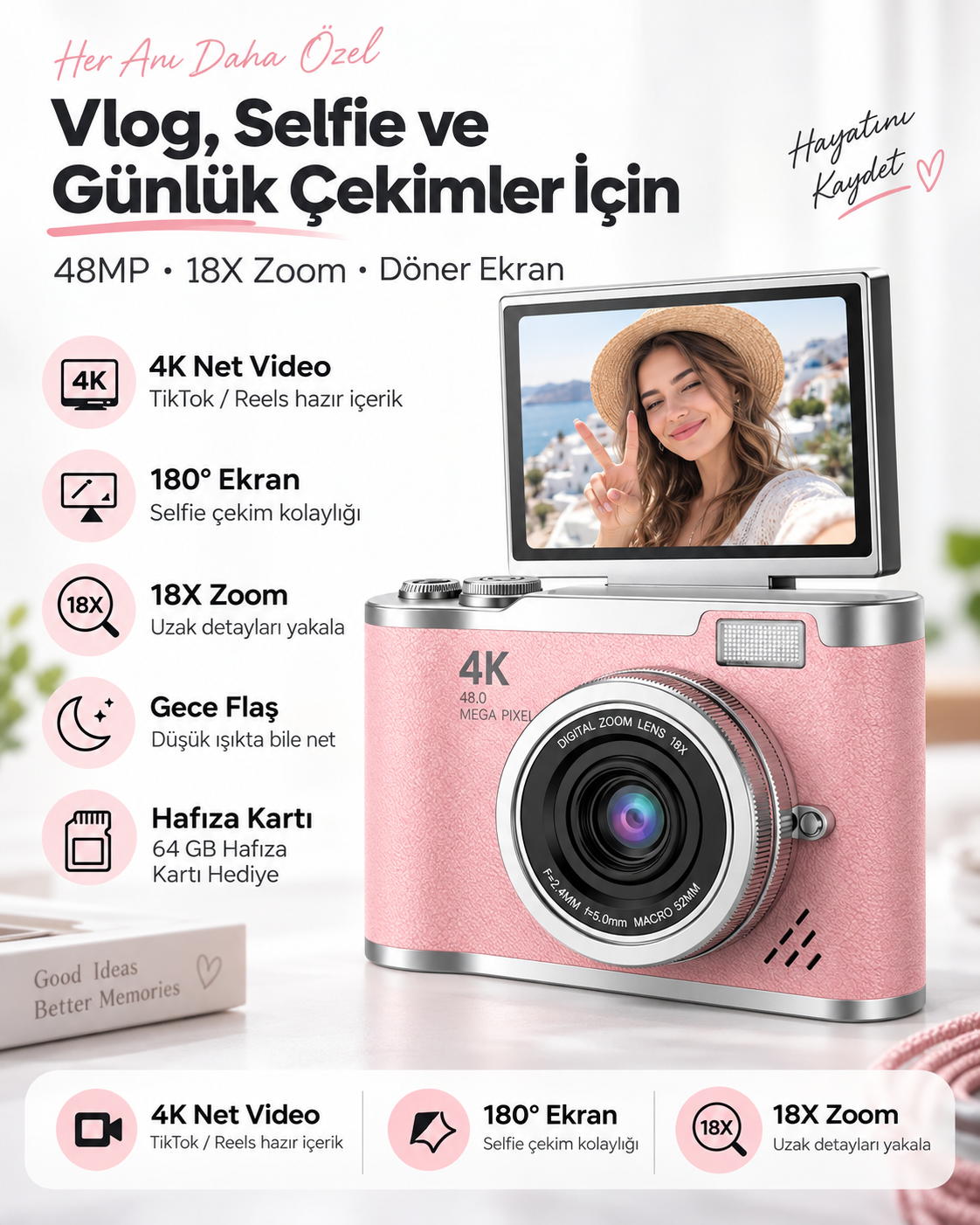 4K UHD Retro Dijital Kamera