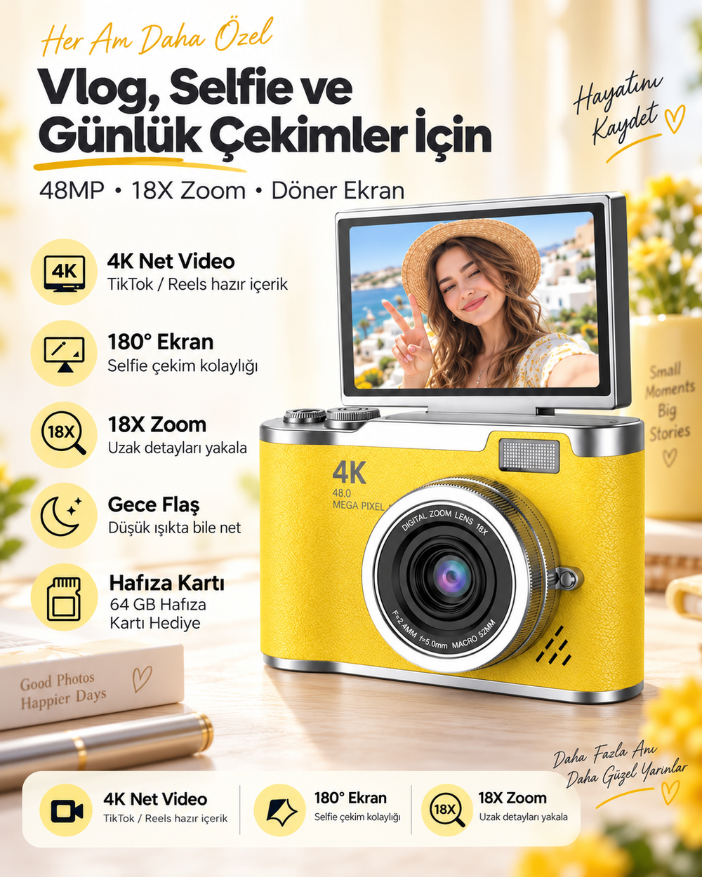 4K UHD Retro Dijital Kamera